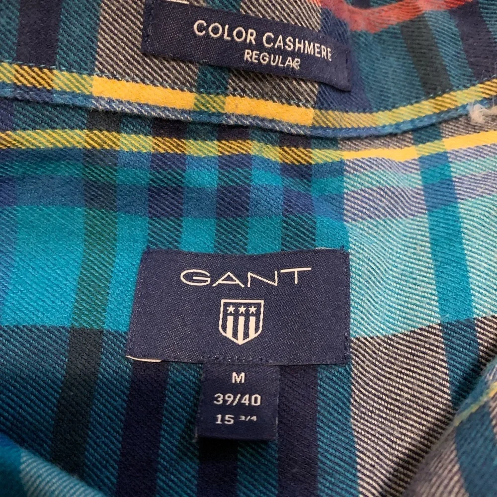 GANT Color Cashmere Plaid Flannel Shirt - Blue/Yellow/Red - Men's M (39/40) - Picture 4 of 9